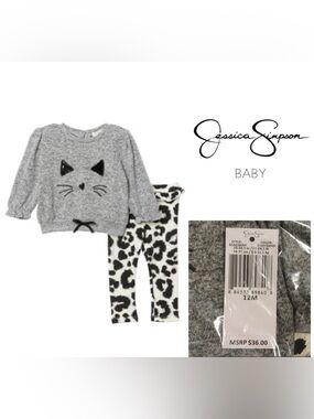 🆕JESSICA SIMPSON BABY - 12M - NWT - 2PC LEOPARD CAT OUTFIT